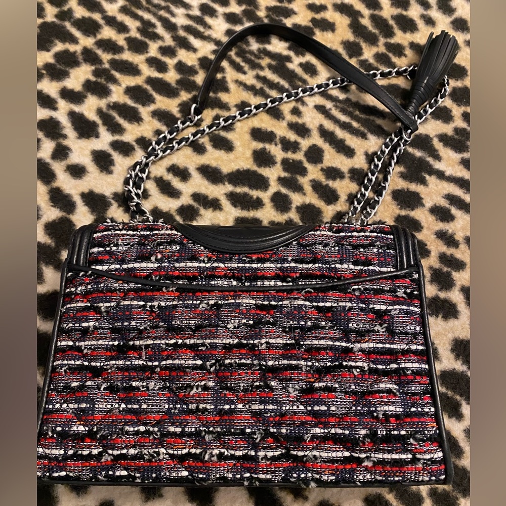 Tory Burch Fleming Tweed Convertible Shoulder Bag - Picture 4 of 9